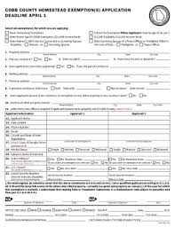 cobb homestead exemptions fill out