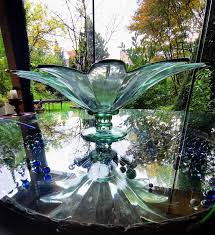 Vintage Aqua Blue Glass Bowl In Fl