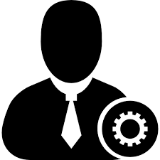 Geschäftsmann silhouette mit zahnrad | Kostenlose Icon