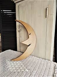 Wood Crescent Moon Folk Art