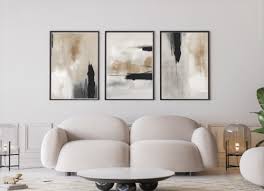 Set Of 3 Modern Abstract Neutral Prints