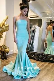 Tiffany Blue Strapless Mermaid Flounced Prom Gown