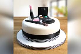 tasty designer cake in makeup theme