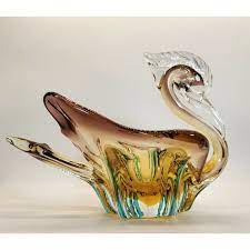 Colored Venetian Murano Glass Swan