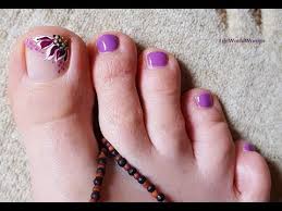 purple flower toe nail art toenails
