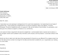 Example Of Cover Letter For Receptionist Position Best Photos Of
