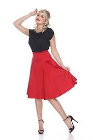 Details About Bettie Page Annette Skirt Solid Red