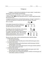 This worksheet looks at pedigrees in families with albinism. Pedigree Worksheet