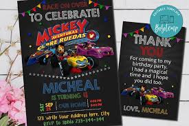 Mickey Mouse Minnie And The Roadster Racers Birthday Party Invite
