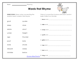 rhyming worksheets