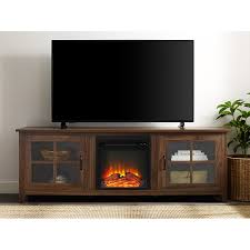 dark walnut 70 inch fireplace tv stand