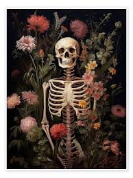flower skeleton print by olga telnova