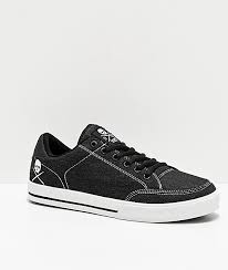 Circa Lopez 50 Skull Black Denim Skate Shoes