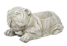 Gray Bulldog Garden Statue