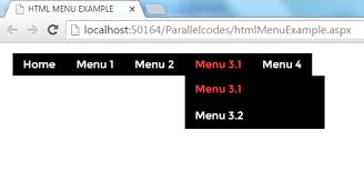 html menu control for asp net