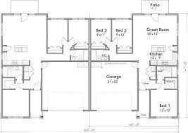 Duplex House Plan With Two Car Garage