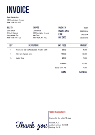 Free Invoice Template Word Pdf Forms Print Email 100 Styles