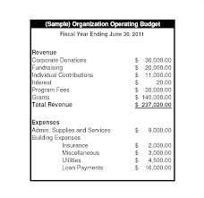 Non Profit Annual Budget Template Sample Operating Budget