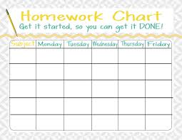 Printable Weekly Homework Charts Homework Chart Kids