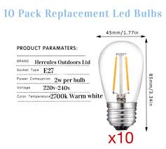 Hercules 10 Pack Led E27 2w Bulbs For
