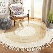 round rug cotton jute reversible