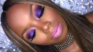 years eve purple sparkly smokey makeup