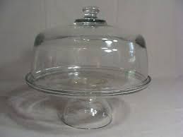 clear glass pedestal cake stand with