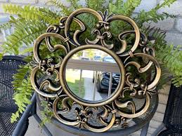 Vintage Small Wall Mirror Ornate Round