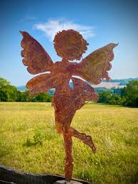 Exterior Rustic Rusty Metal Fairy Pixie