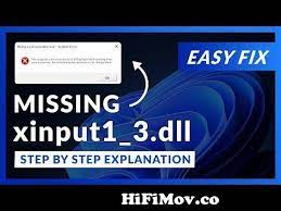 how to fix error xinput1 3 dll is