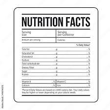vettoriale stock nutrition facts label