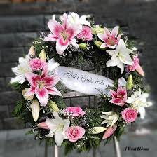 fully decorated funeral wreath with