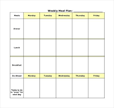 Family Meal Planner Template Plan Chart Publish Food Primary