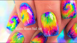 tie dye nail art rainbow swirl hand