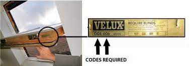 velux roof window codes for blinds