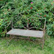 Antique Metal Garden Bench Vintage