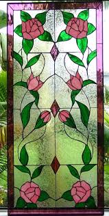 Mirrored Rose Vine Leaded Stained Glass