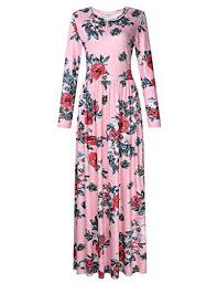 Angvns Women Floral Print Long Sleeve Maxi Casual Dresses