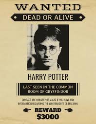 A paper texture that appears faded, wrinkled, or torn. Vintage Harry Potter Wanted Poster Template