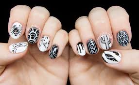 Image viadark and glittery.image viablack polish lace nail art design. Personalized Black And White Freehand Nail Art Chalkboard Nails Phoenix Arizona Nail Artist