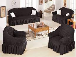Sofa Couch Slipcover Set Black Mk
