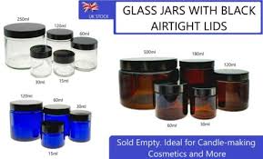 glass jars empty refillable black