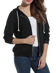 Women S Long Sleeve Casual Zip Up Hoodie Jacket Lightweight Sweatshirt Black Ct184euyrw9 Womens Fashion Casual College Casual Fall Jeans Long Sleeve Casual