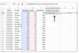 how to calculate weighted average in excel