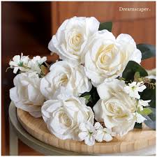 realistic artificial white rose bouquet
