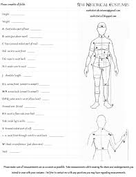 Costume Measurement Template Magdalene Project Org