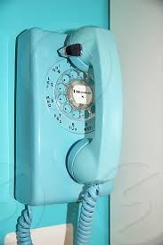 Vintage Aqua Wall Phone By Marlene
