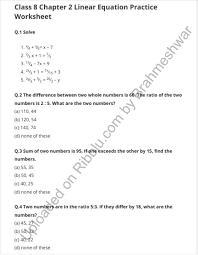 Worksheets For Linear Equation In One