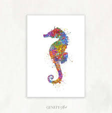 Seahorse Watercolour Art Print Seahorse