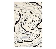 marble abstract black white wool rug